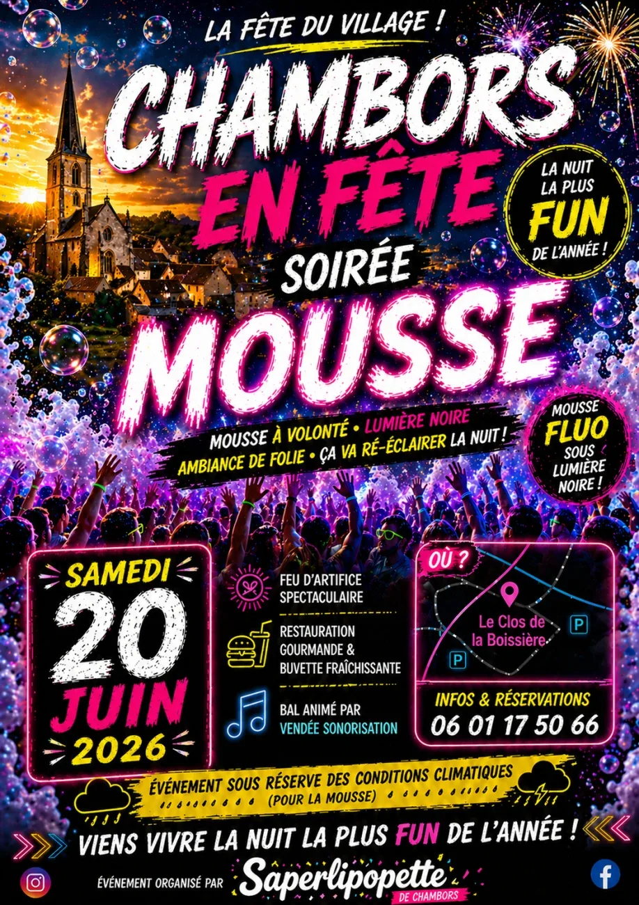 Affiche officielle - Soirée Mousse Géante - Chambors en Fête 2026
